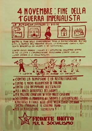 4 novembre: fine della 1a guerra imperialista, Fronte Unito per il Socialismo